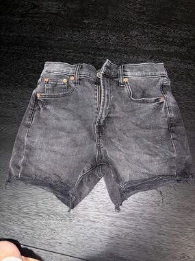 Black Washed Denim Shorts - 4 inch high rise